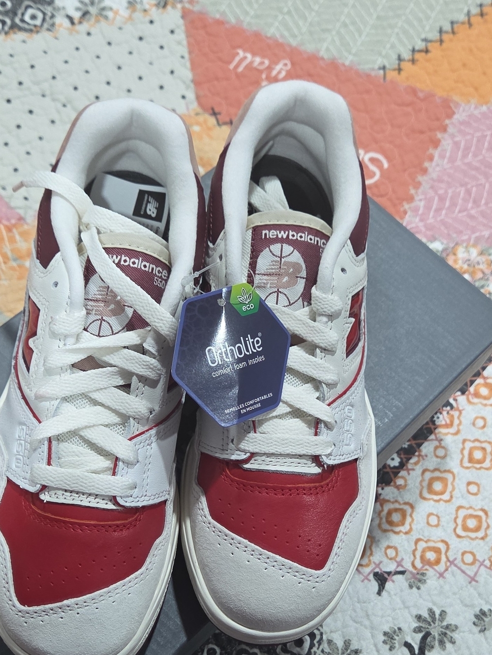 New Balance 550 White & Red Retro Sneakers